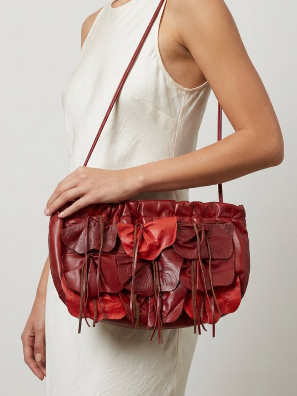 Rare Vintage Atalla Handbags Red Leather Crossbody Hinge Purse Boho